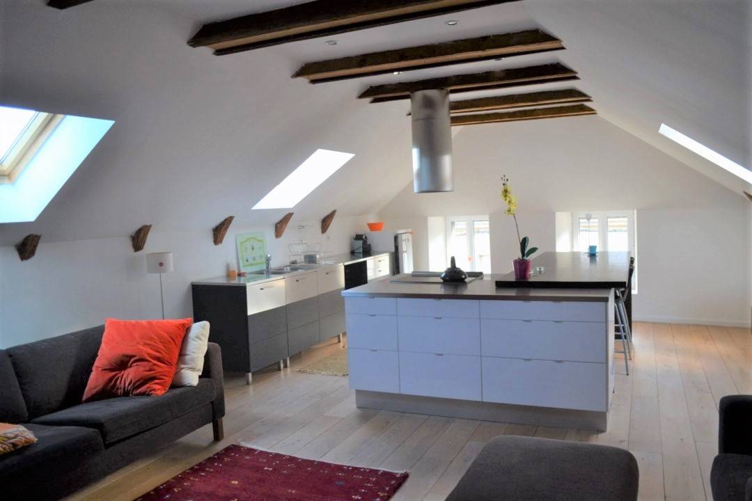 Appartement rénové T3 Saint Agrève Très clair, ensoleillé et calme. Alliant contemporain et matériaux anciens nobles.